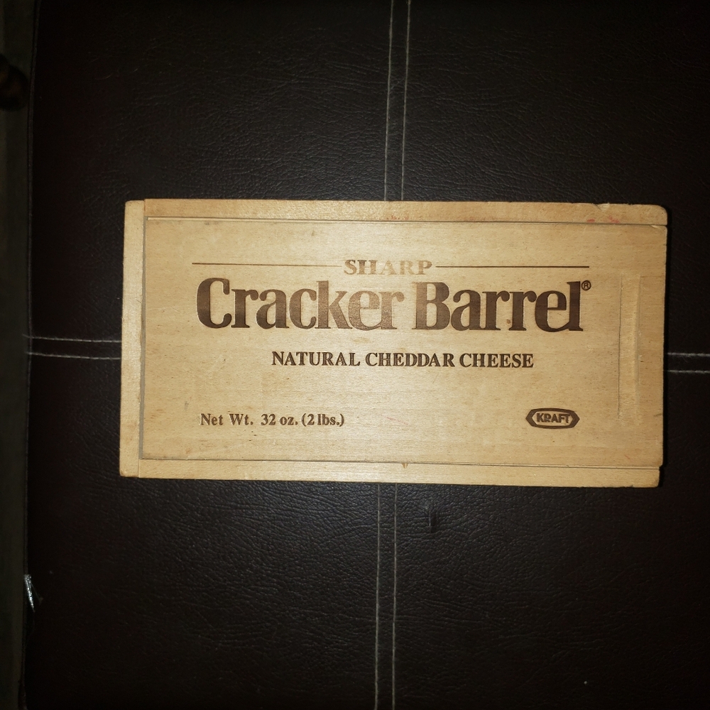 Vintage wooden cracker barrel storage cheese box